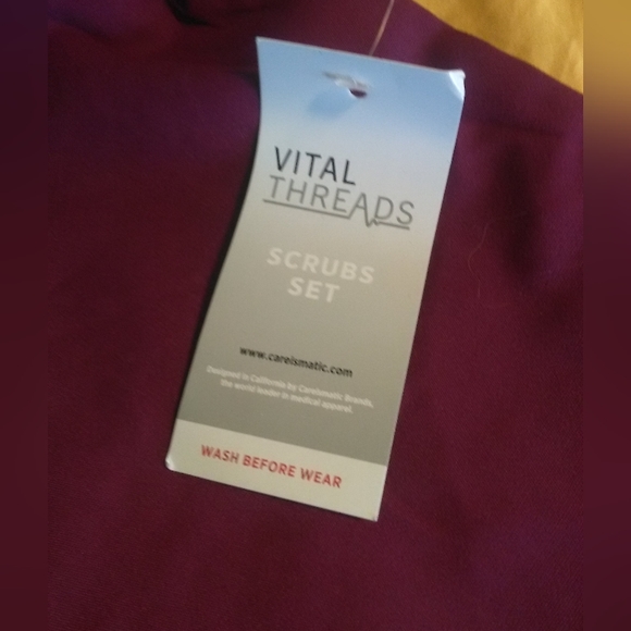 BNWT MAROON SCRUBS LADIES BY VITAL THREADS SZ. XL  2 PC. SHIRT AND PANTS - Picture 5 of 6